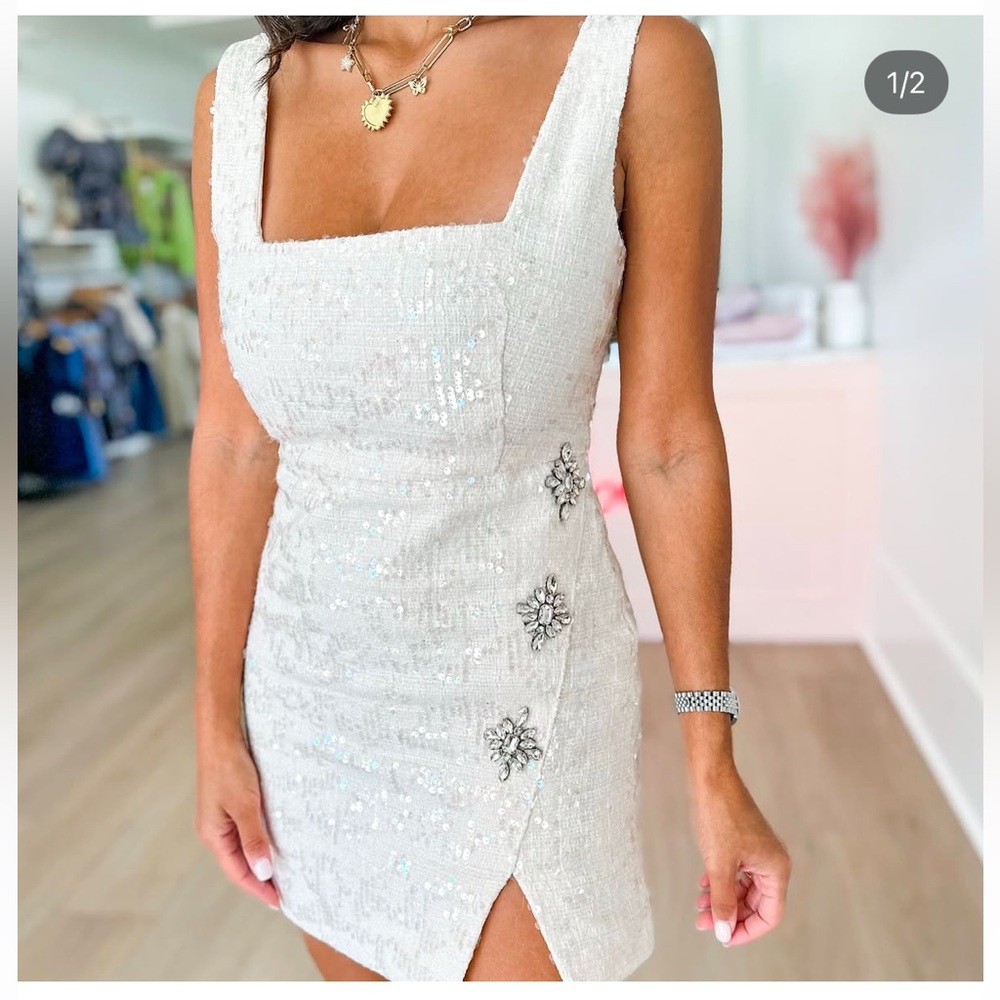 NWT Fore White Sequined Dress - Size Small